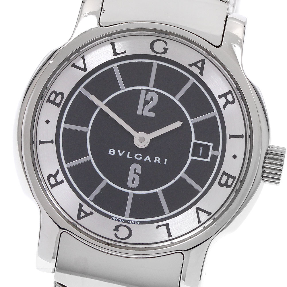 ブルガリ BVLGARI ST29S ソロテンポ デイト クォーツ レディース 箱・保証書付き_750694【ev10】 BVLGARI（ブルガリ） ソロテンポ ST29S シルバー文字盤 10Pダイヤ SS