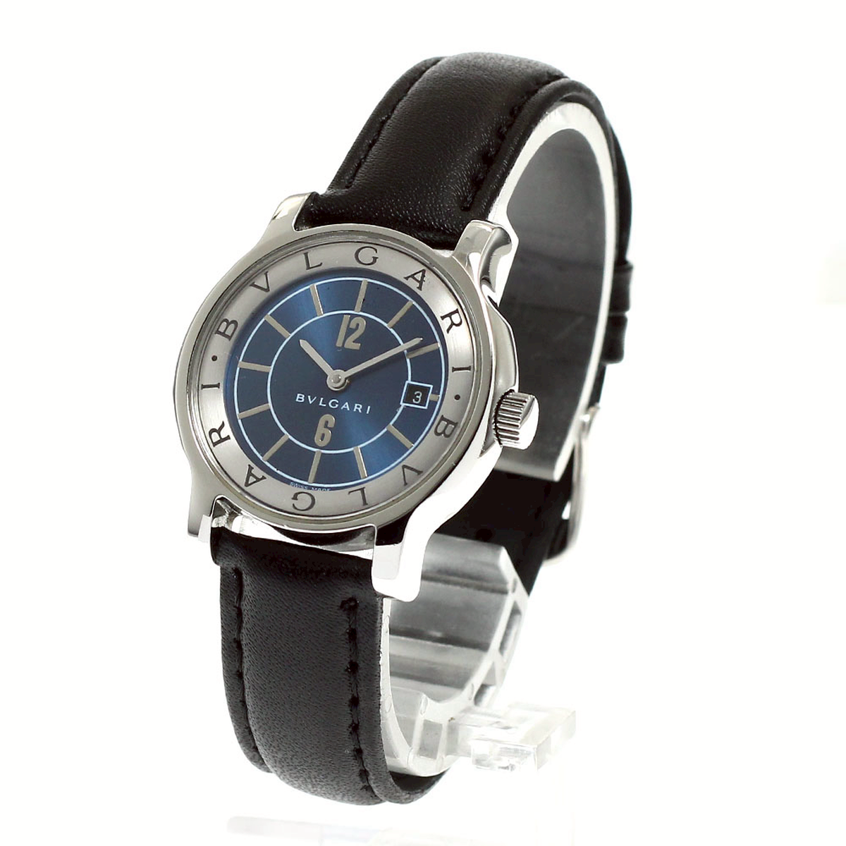 BVLGARI ブルガリ ソロテンポクオーツ 革ベルト時計ST29S BVLGARI ブルガリ ソロテンポ ST29S ピンク文字盤 SS/革 クオーツ