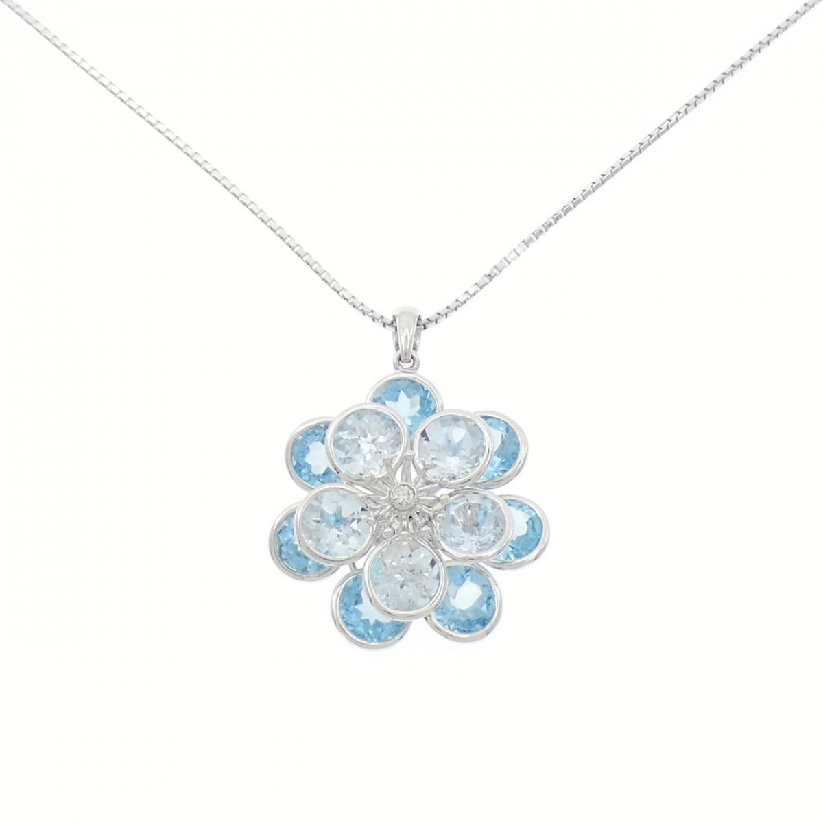 K18WG フラワー ブルートパーズ ネックレス 12.50CT | MOLTS