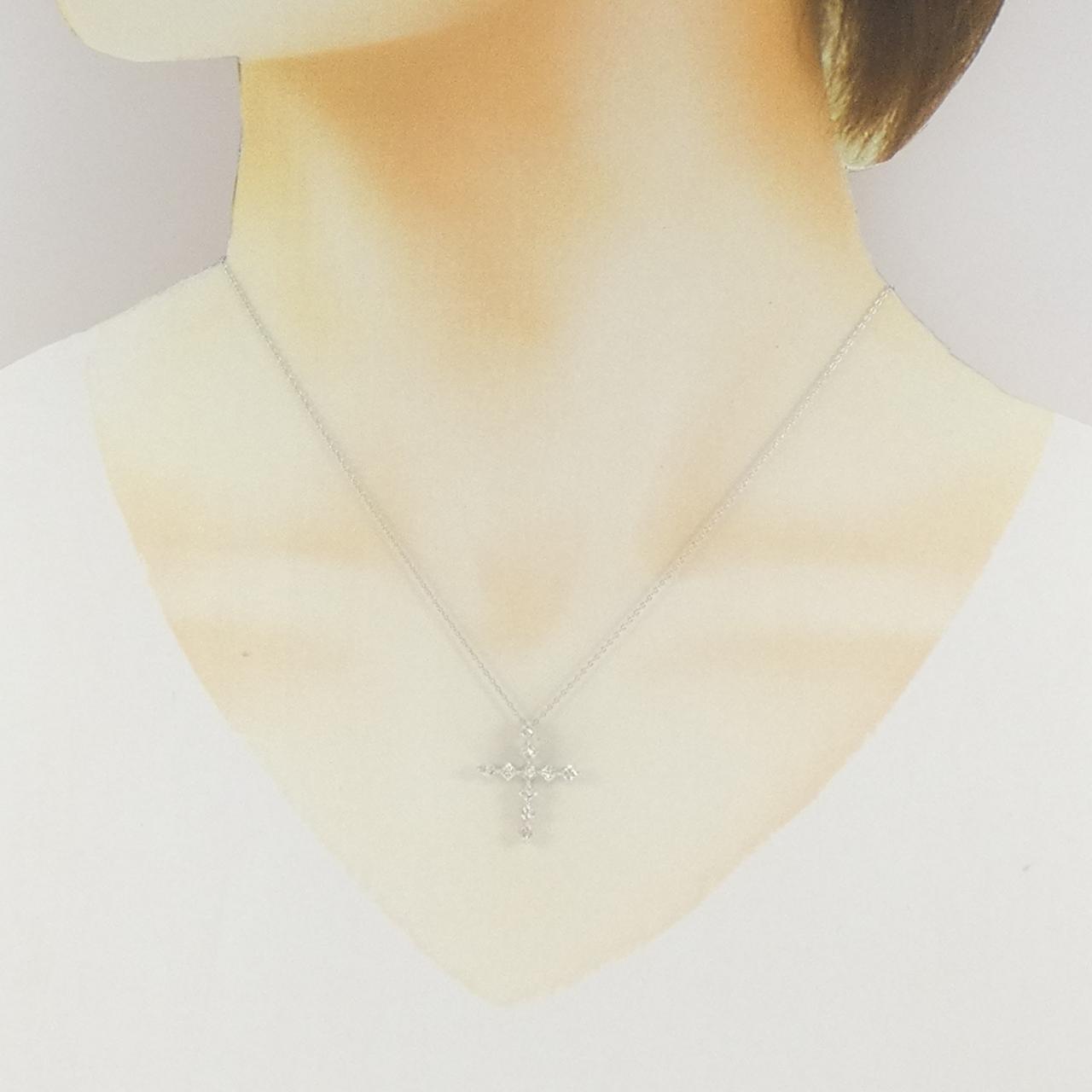 K18WG クロス ダイヤモンド ネックレス 0.57CT - Used A (270-004-342