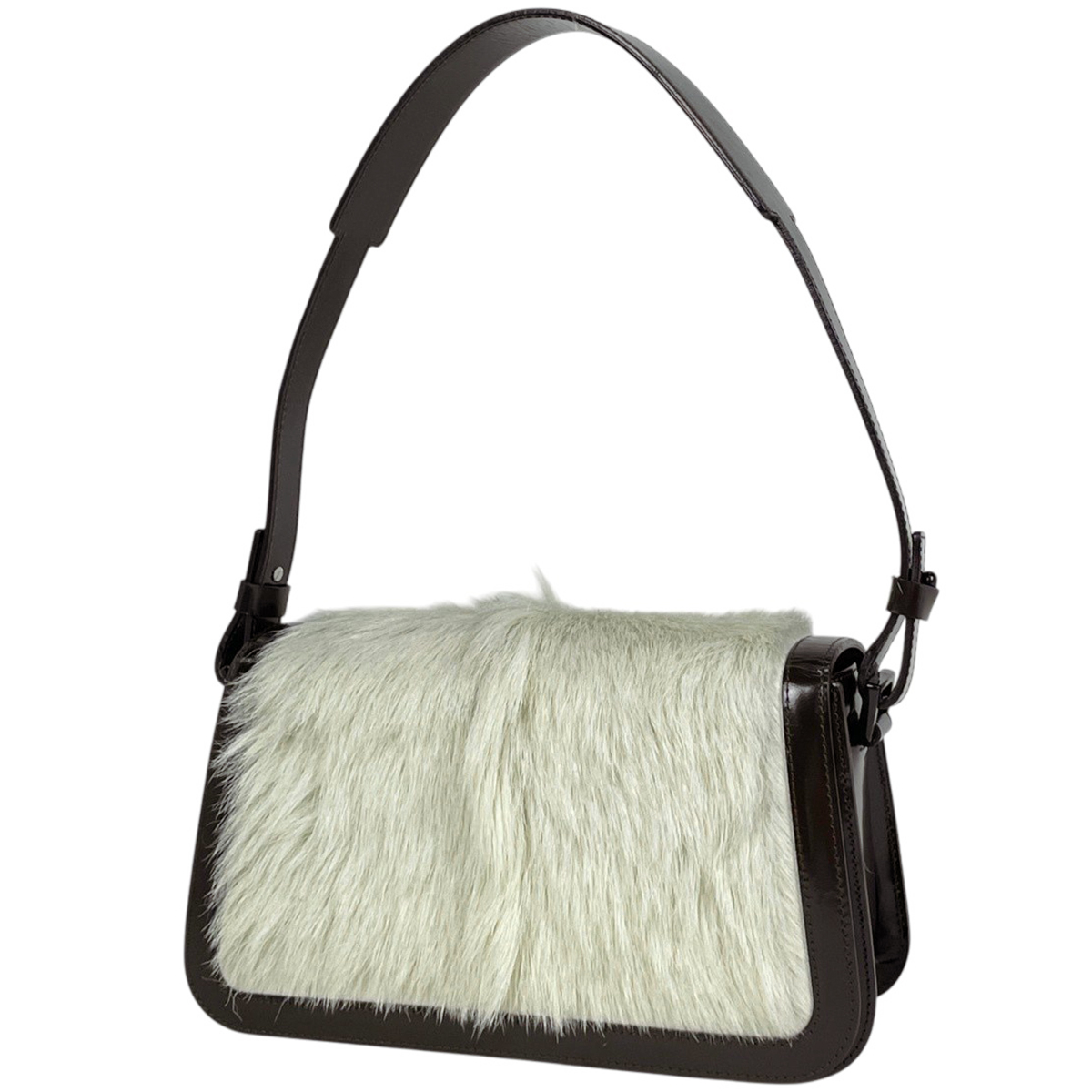 セリーヌ CELINE ファー ショルダーバッグ レザー ブラウン ホワイト 
