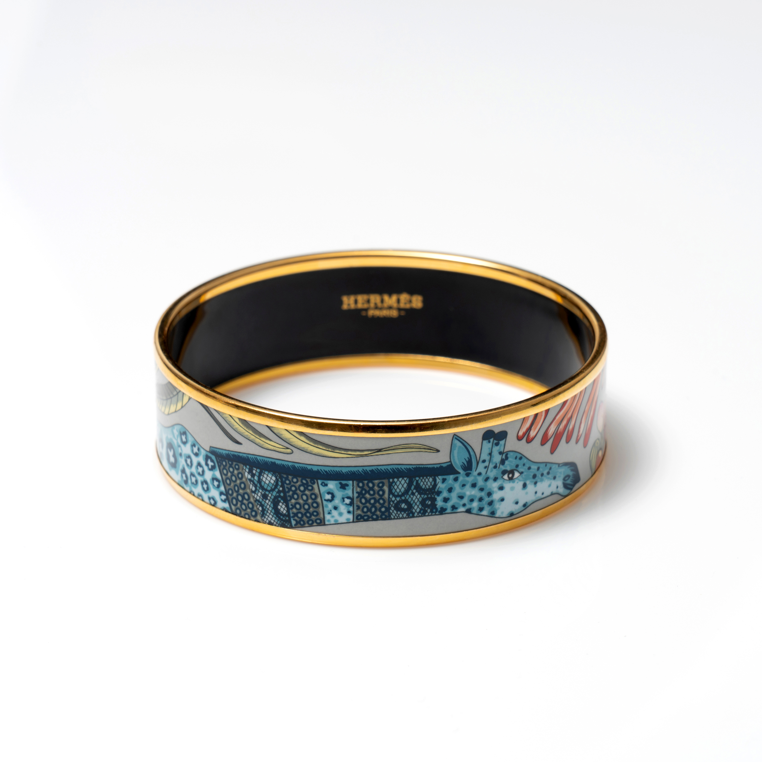 エルメス エナメルブレスレット イエローゴールドプレーテッド、キリン