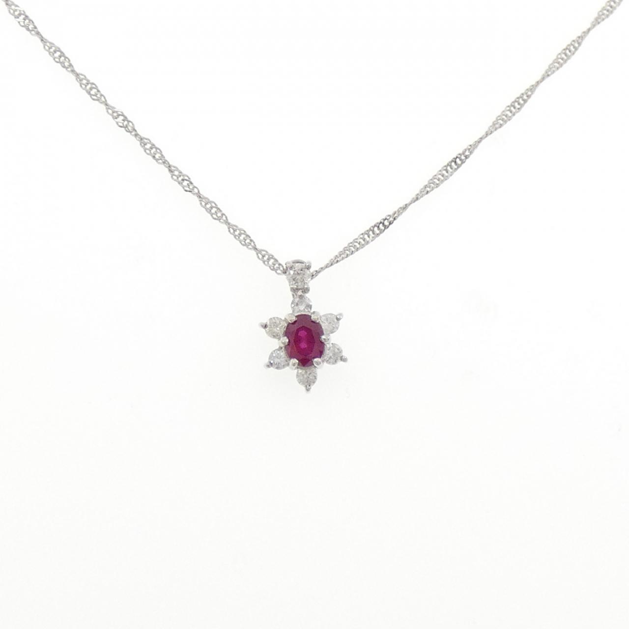 PT900/PT850 ルビー ネックレス 0.30CT - Used B (230-000-564-7841