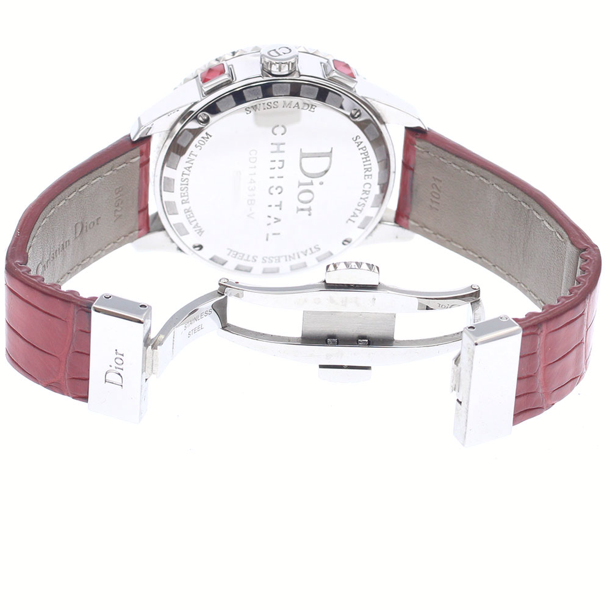 ディオール Dior CD11431B-V クリスタル ダイヤベゼル クロノグラフ