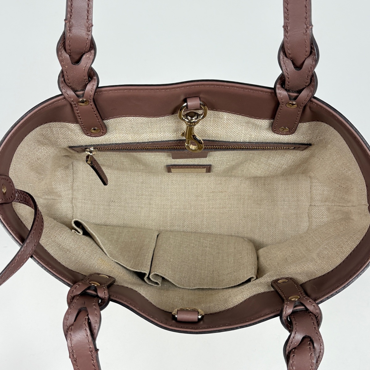 GUCCI GGキャンバス トートバッグ ベージュ×ブラウン グッチ GUCCI トートバッグ グッチクラフト キャンバス ベージュ