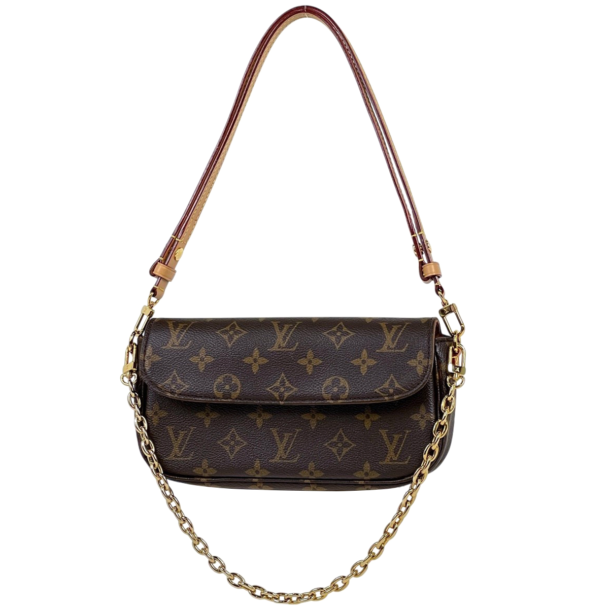 LOUIS VUITTON ルイヴィトン モノグラム ウォレットオンチェーン・アイビー 2WAYハンドバッグ ショルダーバッグ ブラウン レザー×PVC M81911 ゴールド金具 ルイ・ヴィトン Louis Vuitton ウォレット オン チェーン アイビー