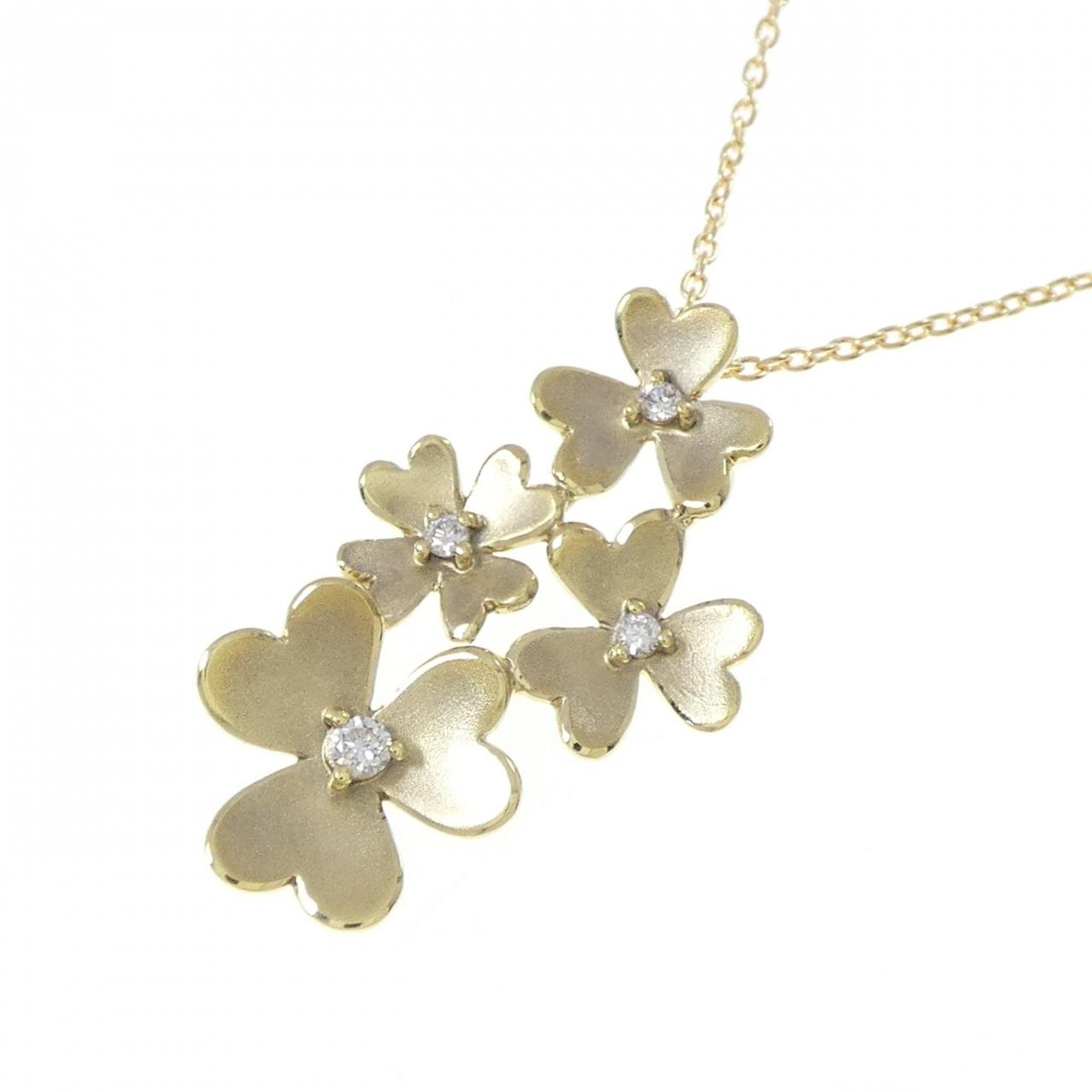 K18YG フラワー ダイヤモンド ネックレス 0.06CT | MOLTS