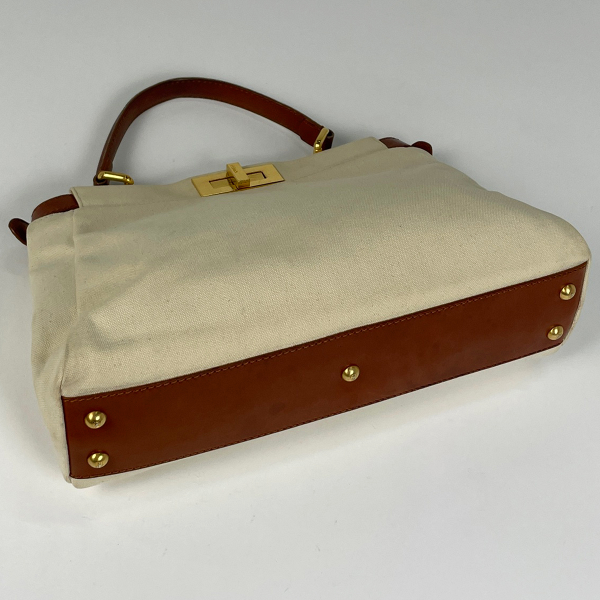 フェンディ FENDI ピーカブー ハンドバッグ キャンバス ベージュ