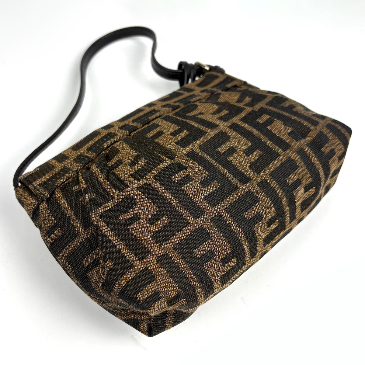 フェンディ FENDI ズッカ柄 ハンドバッグ ロゴ キャンバス ブラウン