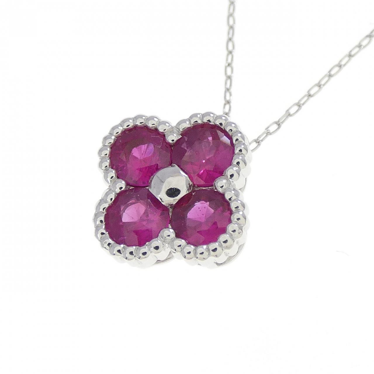 K18WG フラワー ルビー ネックレス 0.55CT | MOLTS