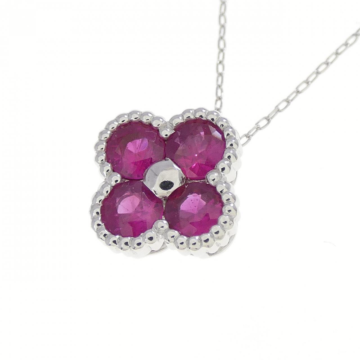 K18WG フラワー ルビー ネックレス 0.55CT | MOLTS