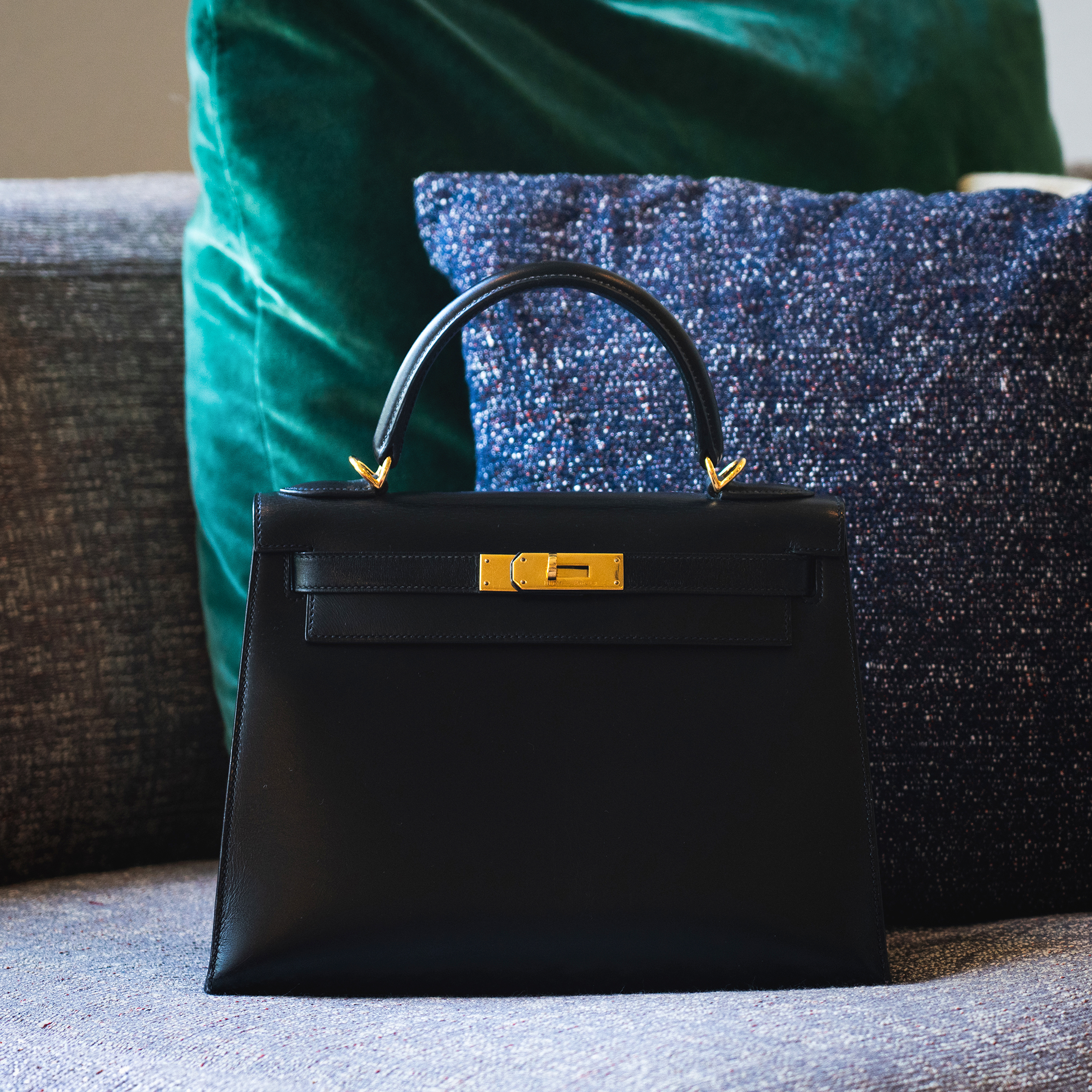 エルメス　ケリー28 空箱 エルメス ケリー 28 ノアール、ボックスカーフ、ゴールド金具 | MOLTS