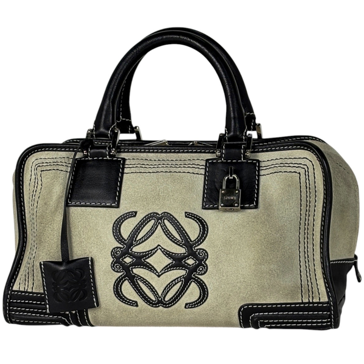ロエベ LOEWE アマソナ28 アナグラム ロゴ ハンドバッグ スエード