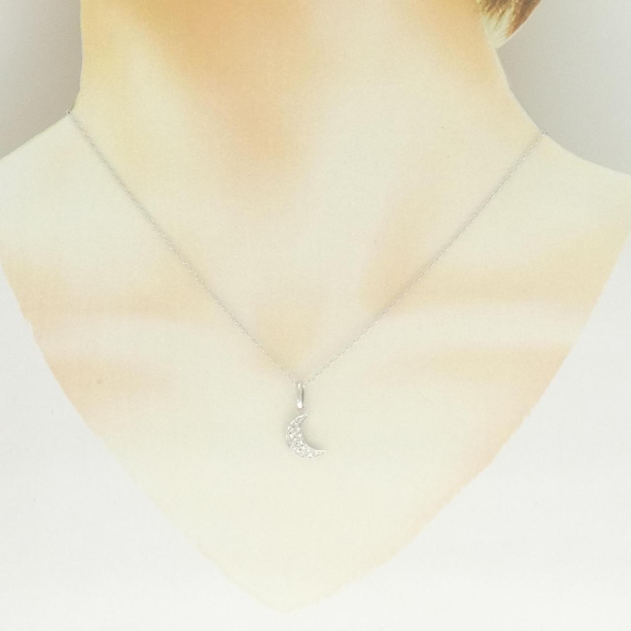 K18WG/K14WG ムーン ダイヤモンド ネックレス 0.13CT - Used A (230 