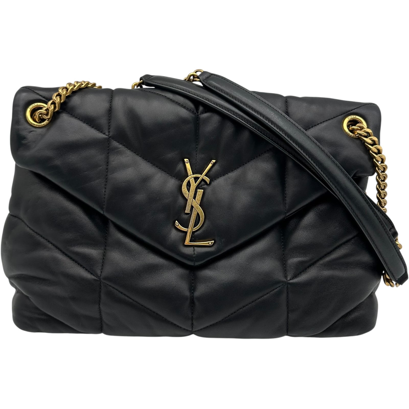 サンローラン SAINT LAURENT バッグ レディース ブランド ショルダーバッグ ラムスキン ルル ラージ ブラック シルバー金具 チェーンショルダー キルティング おしゃれ 上品 大人 【中古】 サンローラン ルル スモール キルティングレザー ブラック (Saint