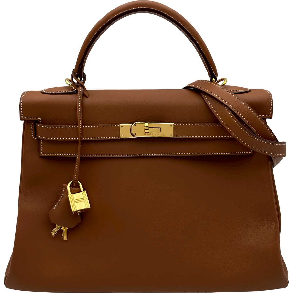 HERMÈS ケリー金具　ブラウン ポンチョ エルメス HERMES ケリー32 内縫い □K刻 ショルダーバッグ - Used A