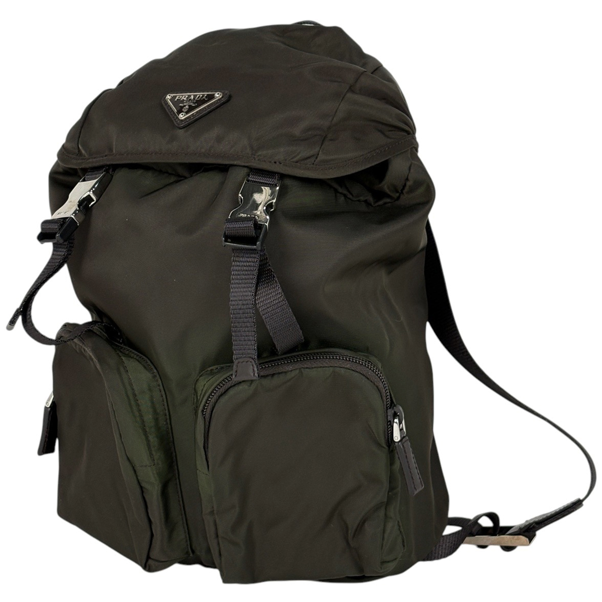プラダ PRADA ロゴプレート リュック テスートナイロン カーキ