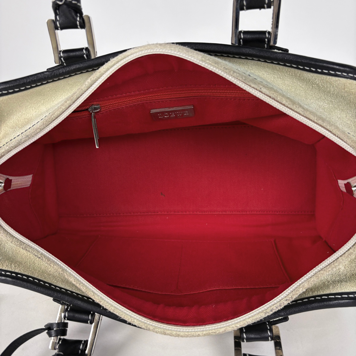 ロエベ LOEWE アマソナ28 アナグラム ロゴ ハンドバッグ スエード