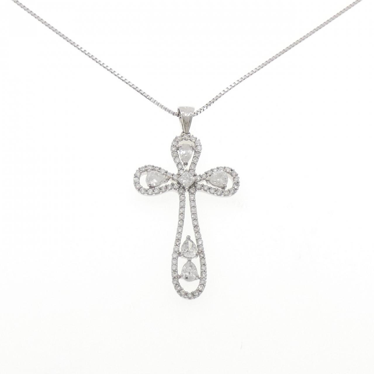 K18WG クロス ダイヤモンド ネックレス 2.00CT - Used A (270-004-287 