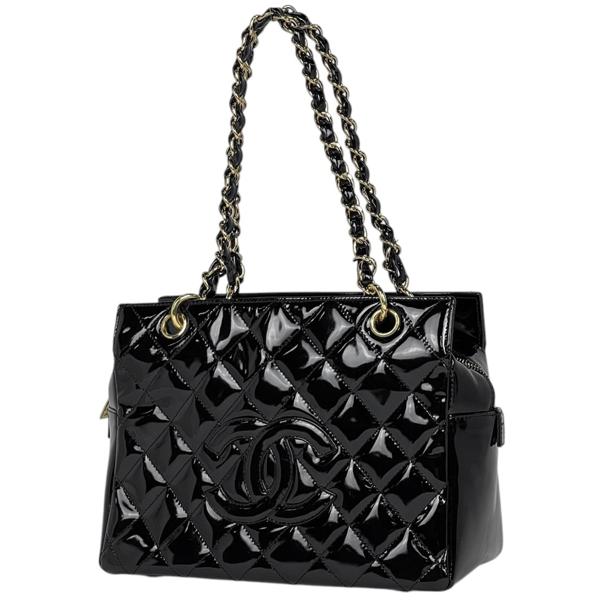 シャネル CHANEL トートバッグ ココマーク エナメル パテントレザー 
