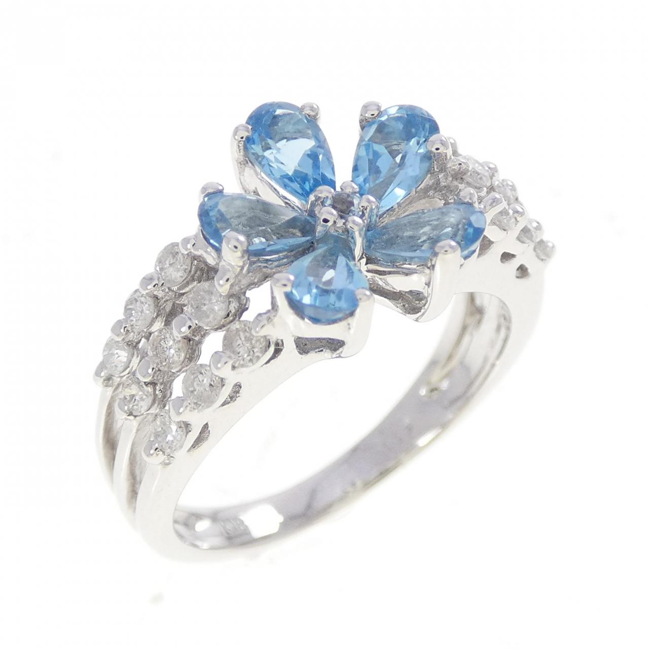 K18WG フラワー ブルートパーズ リング 1.17CT - Used A (230-000-573 