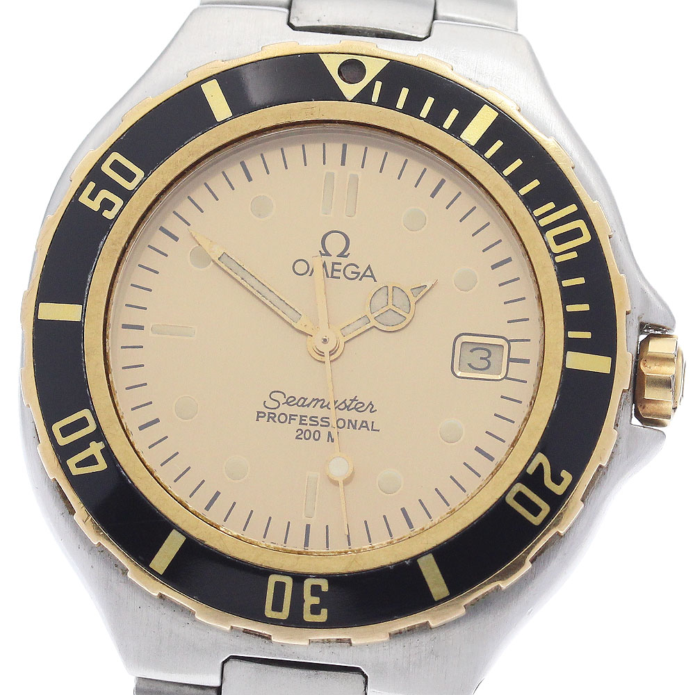 オメガ OMEGA シーマスター200 デイト YGベゼル クォーツ メンズ