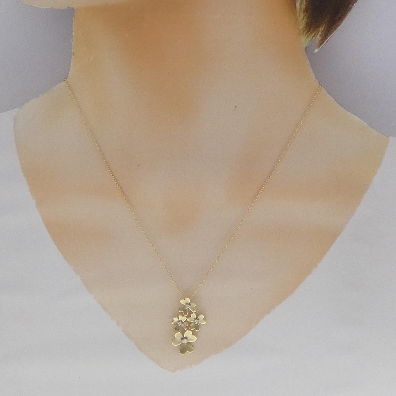 K18YG フラワー ダイヤモンド ネックレス 0.06CT | MOLTS