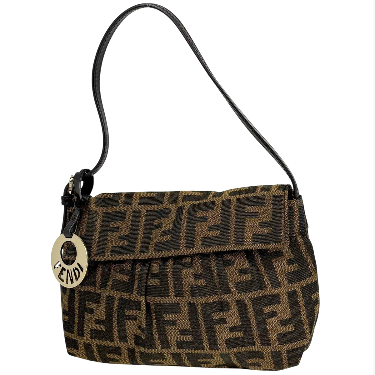 フェンディ FENDI ズッカ柄 ハンドバッグ ロゴ キャンバス ブラウン