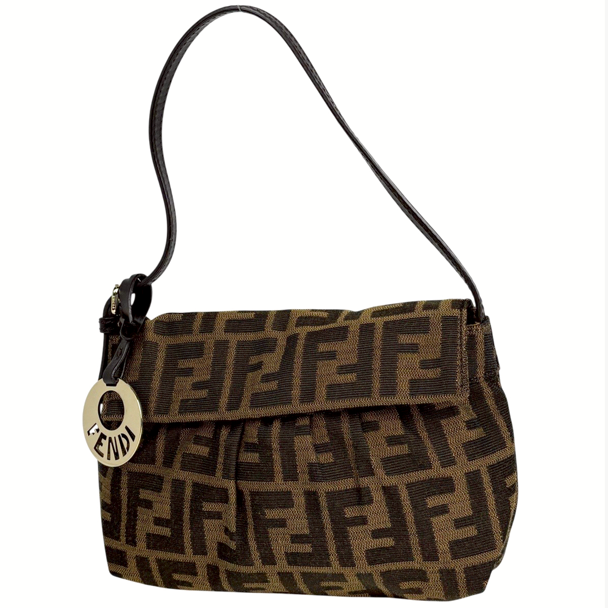 フェンディ FENDI ズッカ柄 ハンドバッグ ロゴ キャンバス ブラウン