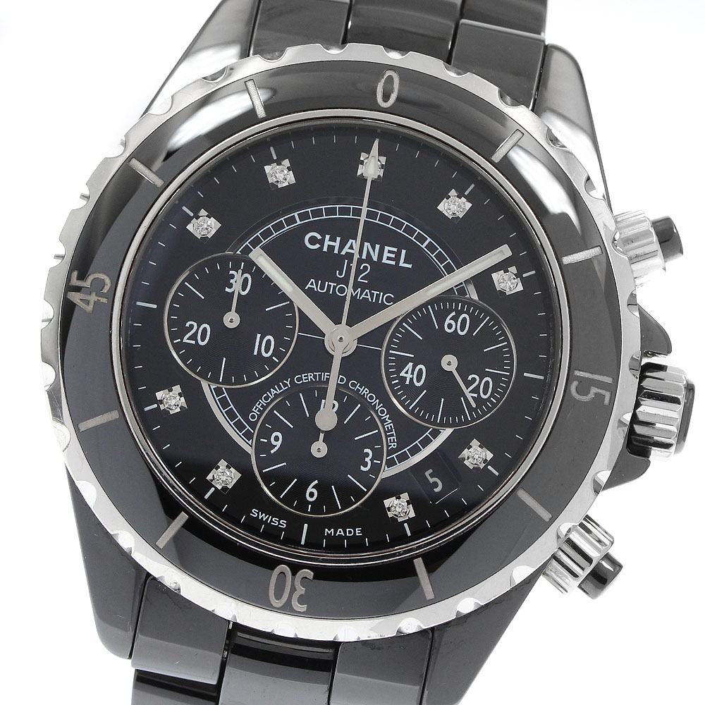シャネル CHANEL H2124 J12 デイト 黒セラミック 11Pダイヤ クォーツ