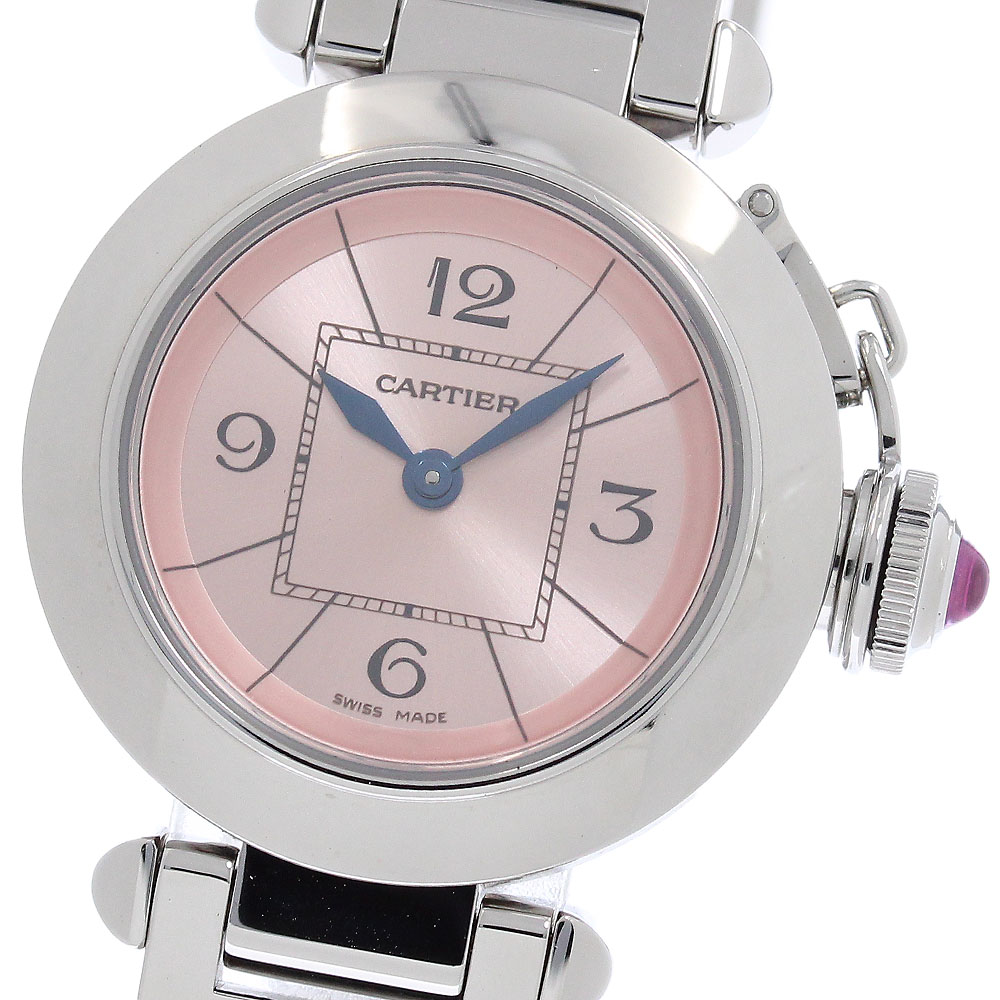 【OH済】カルティエ ミスパシャ W3140008 SS ピンク 保証書外箱付 カルティエ CARTIER W3140008 ミスパシャ クォーツ レディース 良品