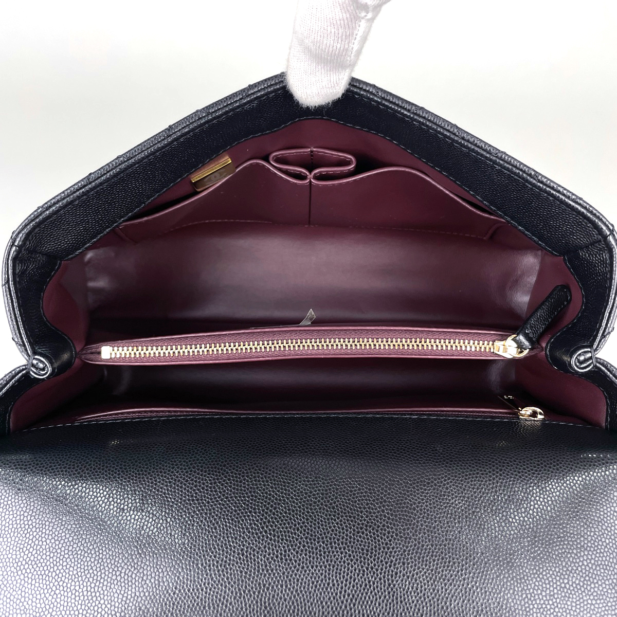 シャネル CHANEL ラージ トップハンドル フラップ バッグ ハンドバッグ 