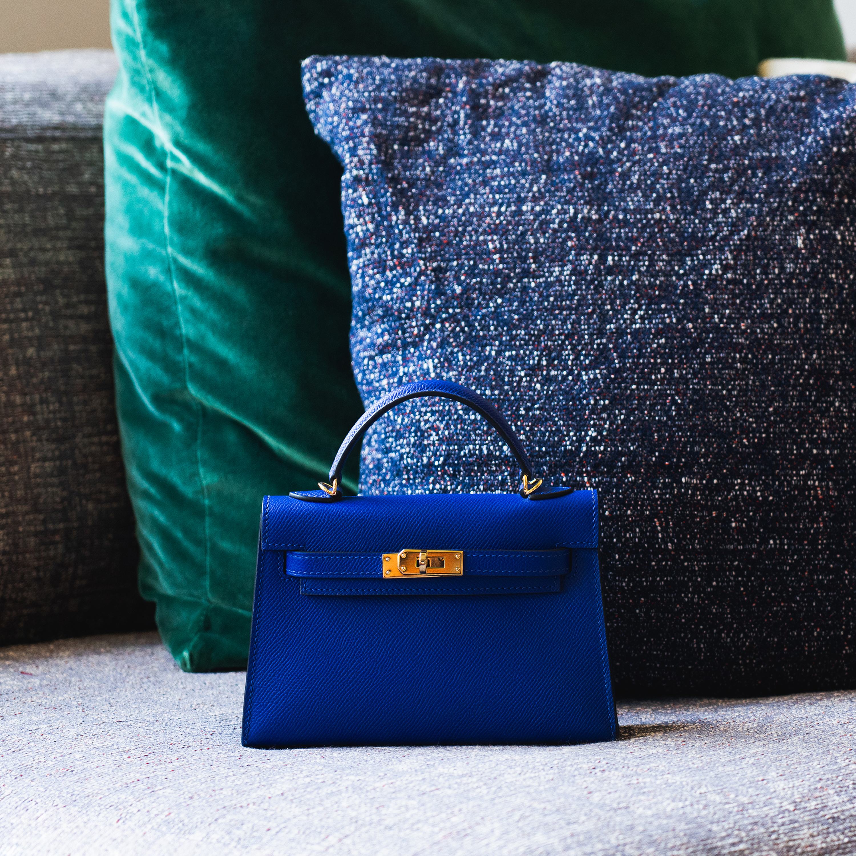 エルメス ケリーミニ Ⅱ ブルーエトリック、ゴールド金具 | MOLTS