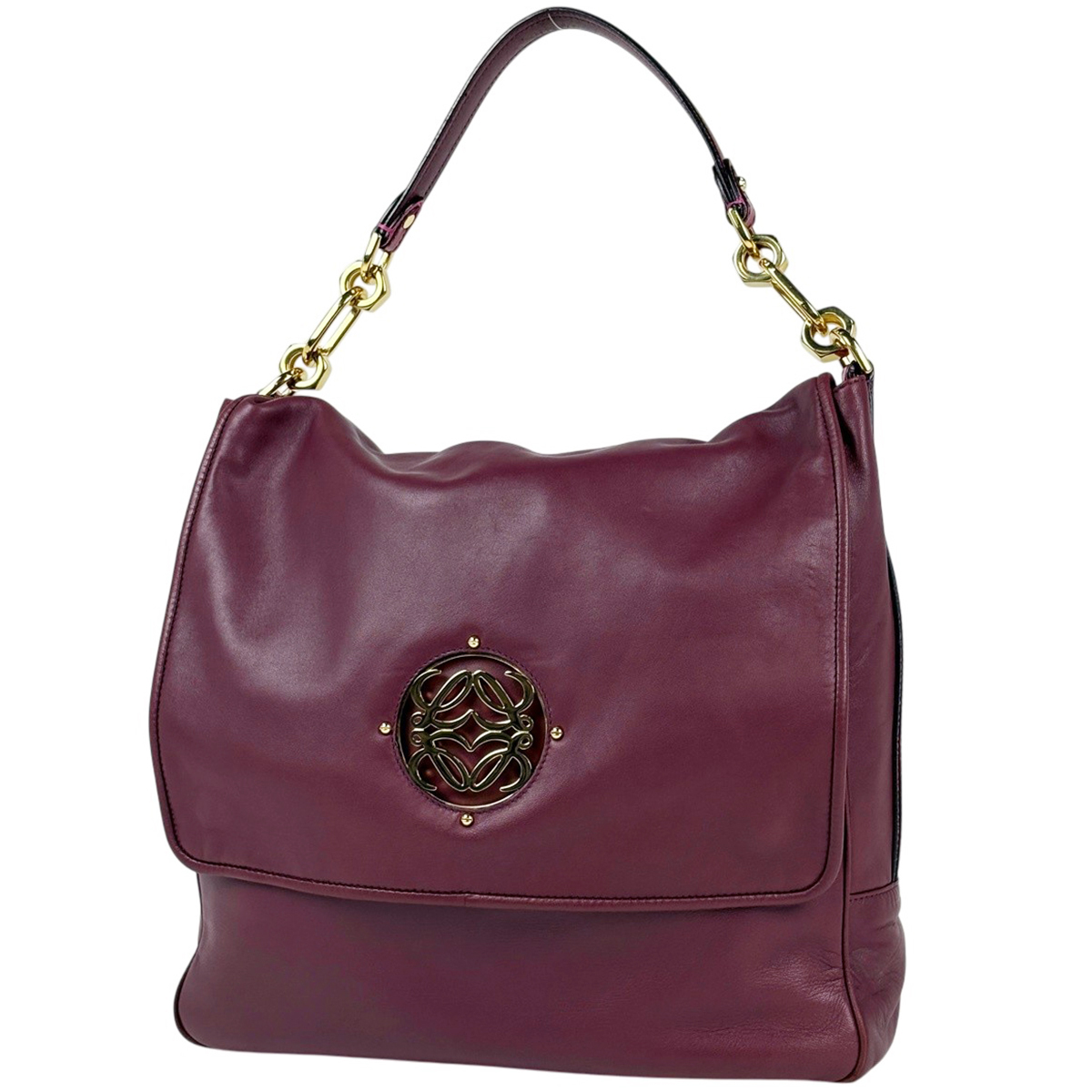 ロエベ LOEWE マイア ハンドバッグ 2WAY アナグラム レザー ボルドー 