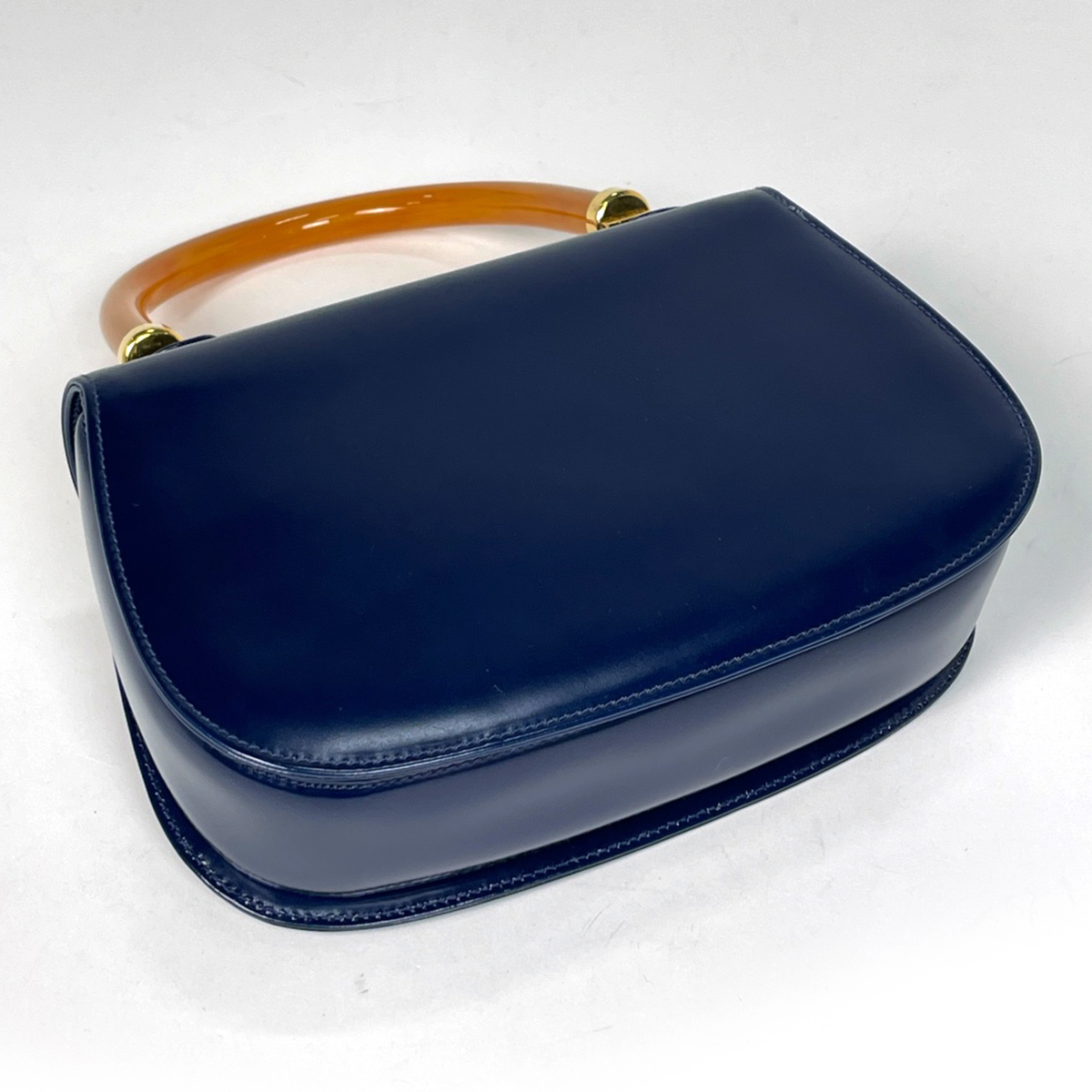 オールド Gucci ネイビー ハンドバッグ GUCCI オールドグッチ シェリーライン GG柄レザー ハンドバッグ ネイビー