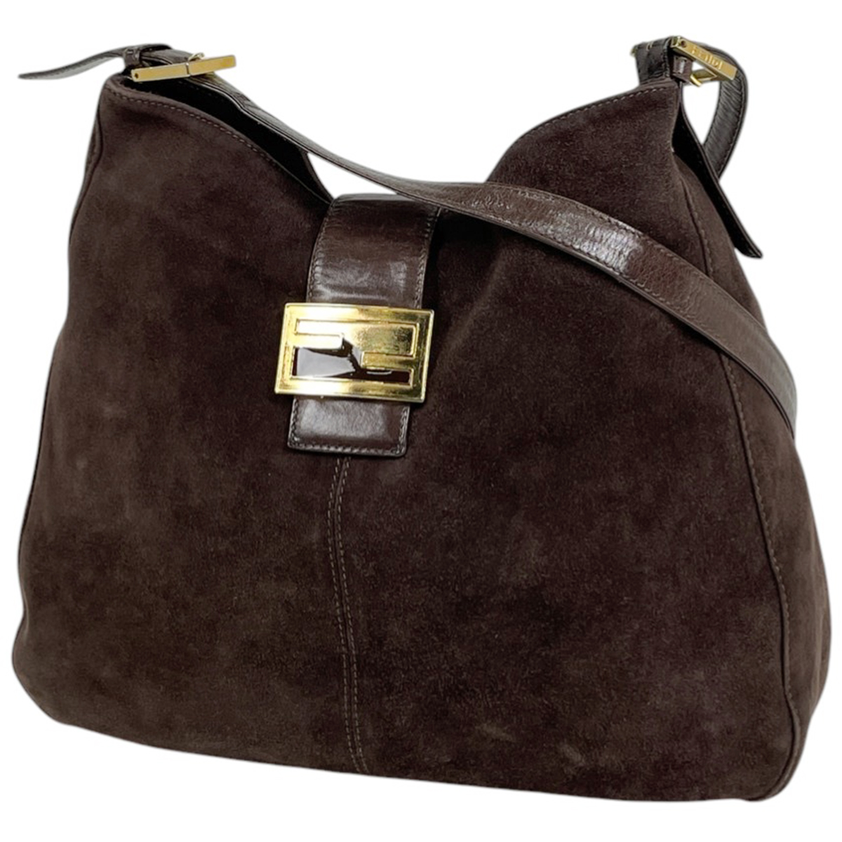 フェンディ FENDI ズッカロゴ ショルダーバッグ スエード ダーク