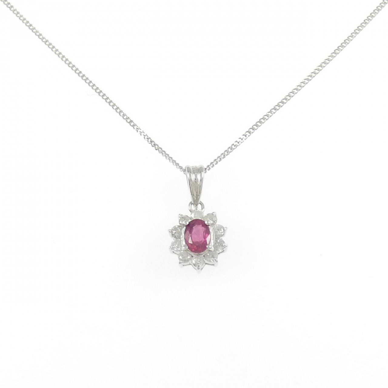 PT900/PT850 ルビー ネックレス 0.30CT - Used B (230-000-564-7841