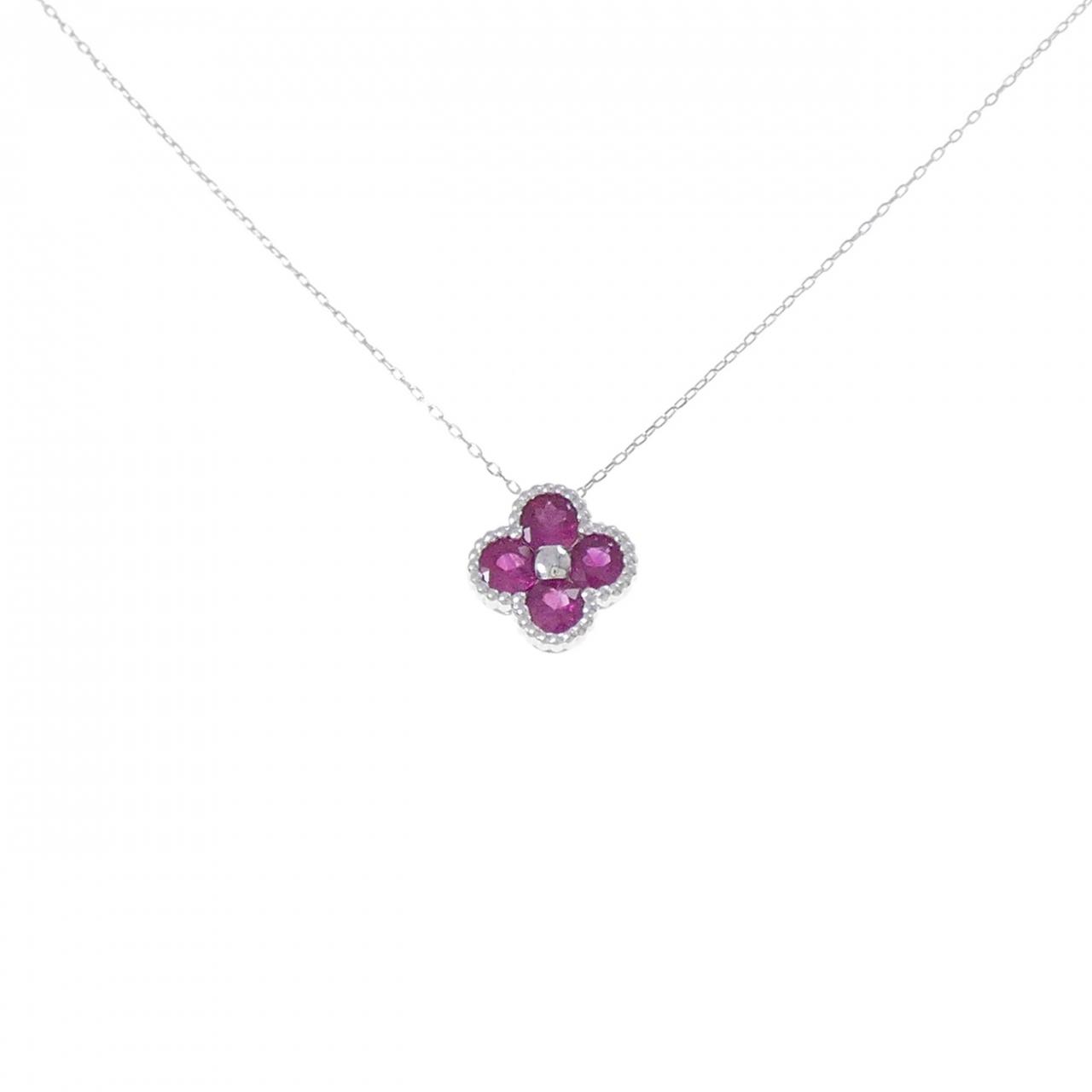 K18WG フラワー ルビー ネックレス 0.55CT | MOLTS