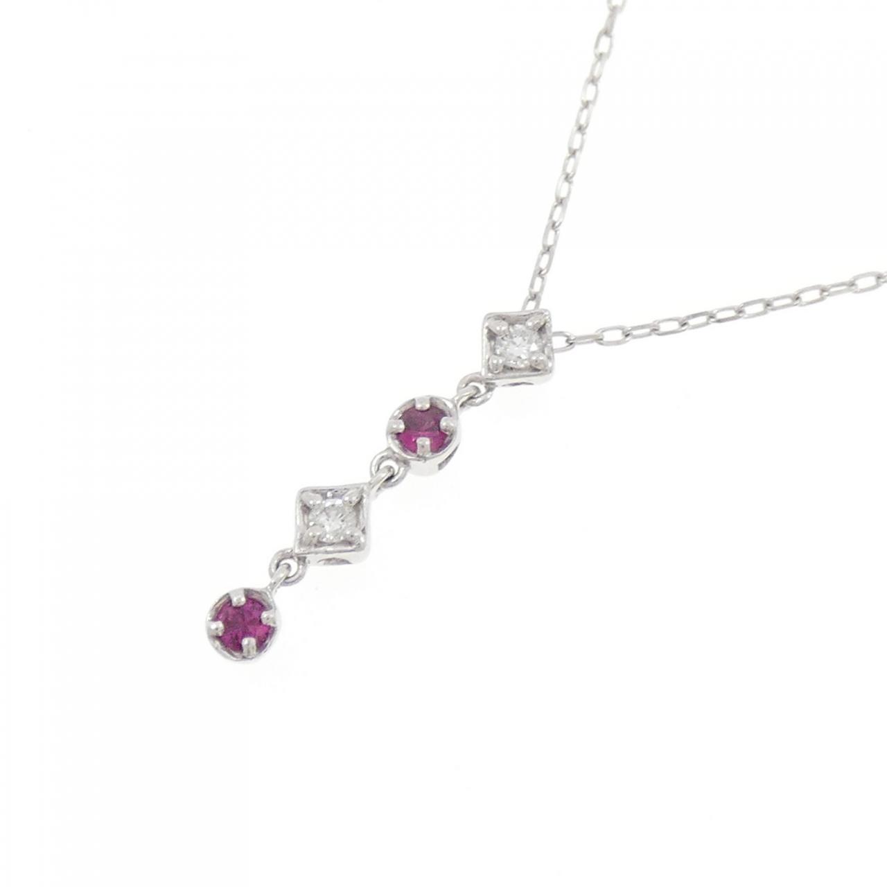 K18WG/PT850 ルビー ネックレス | MOLTS