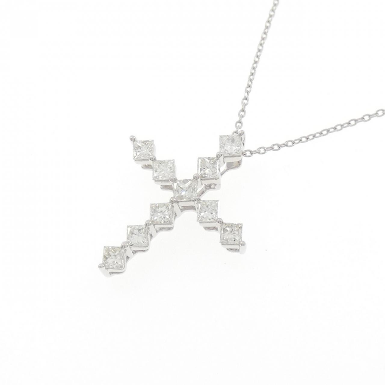 K18WG クロス ダイヤモンド ネックレス 0.57CT - Used A (270-004-342