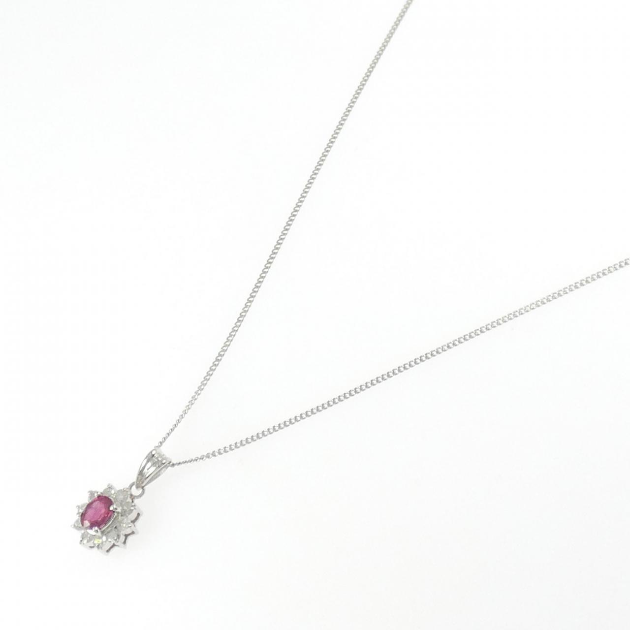 ルビー 花モチーフ pt850プラチナネックレス PT900/PT850 ルビー ネックレス 0.30CT - Used B (230-000-564-7841