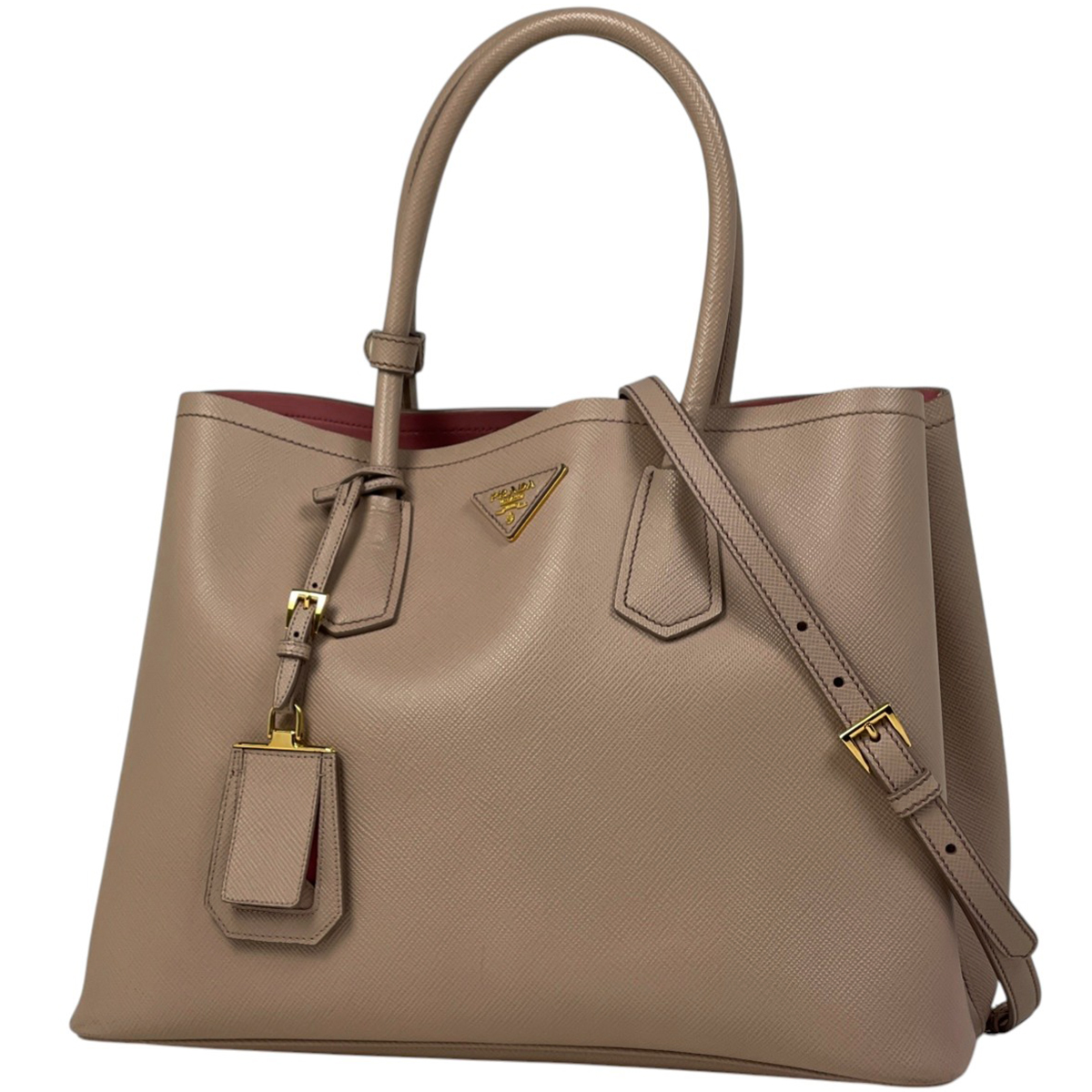 本物 プラダ PRADA レザー 2WAY ショルダーバッグ ハンドバッグ ポシェット ピンクベージュ バッグ 中古・ 中古・古着通販】PRADA (プラダ) レザー トートバッグ ピンクベージュ