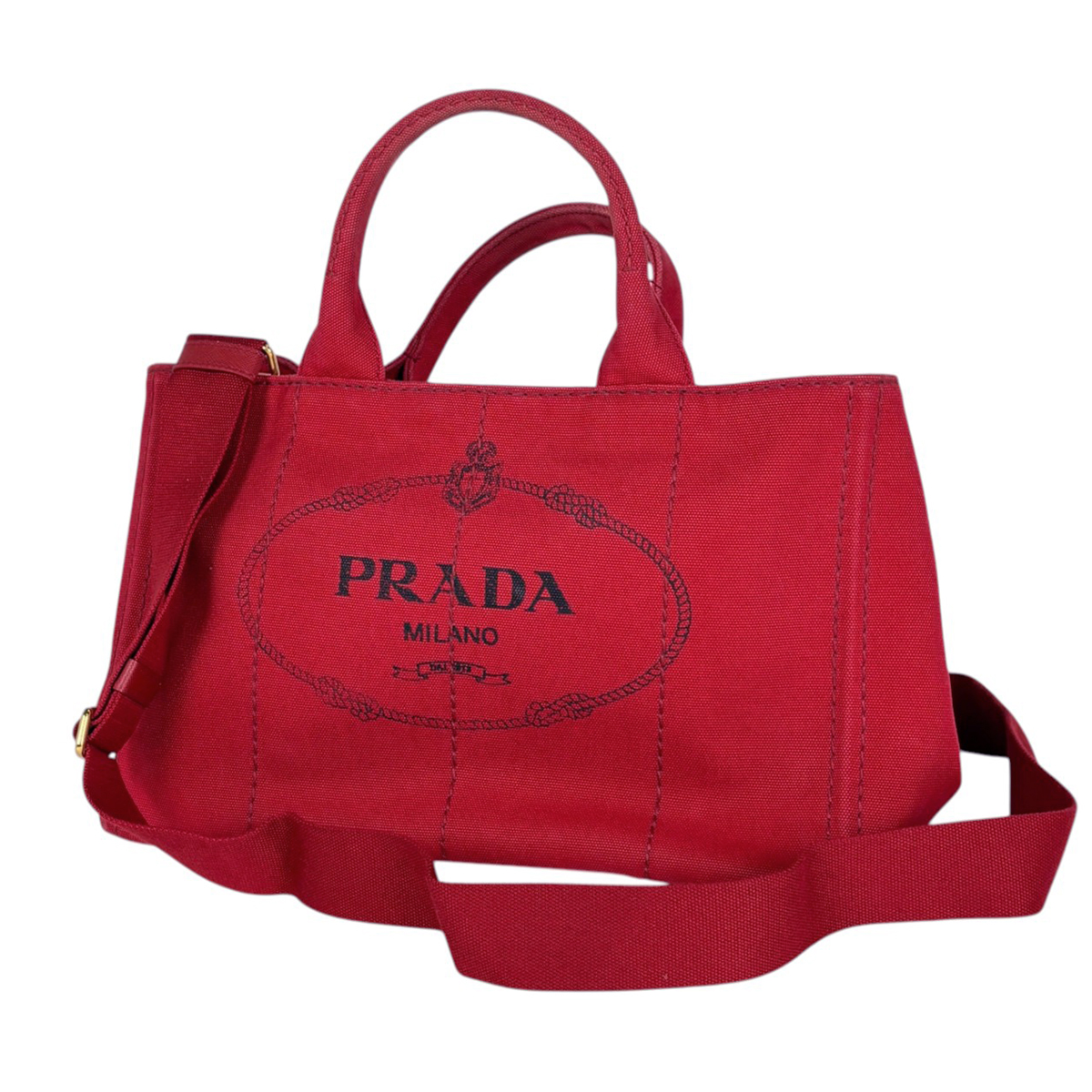 プラダ PRADA カナパ トート 2WAY キャンバス レッド BN2642