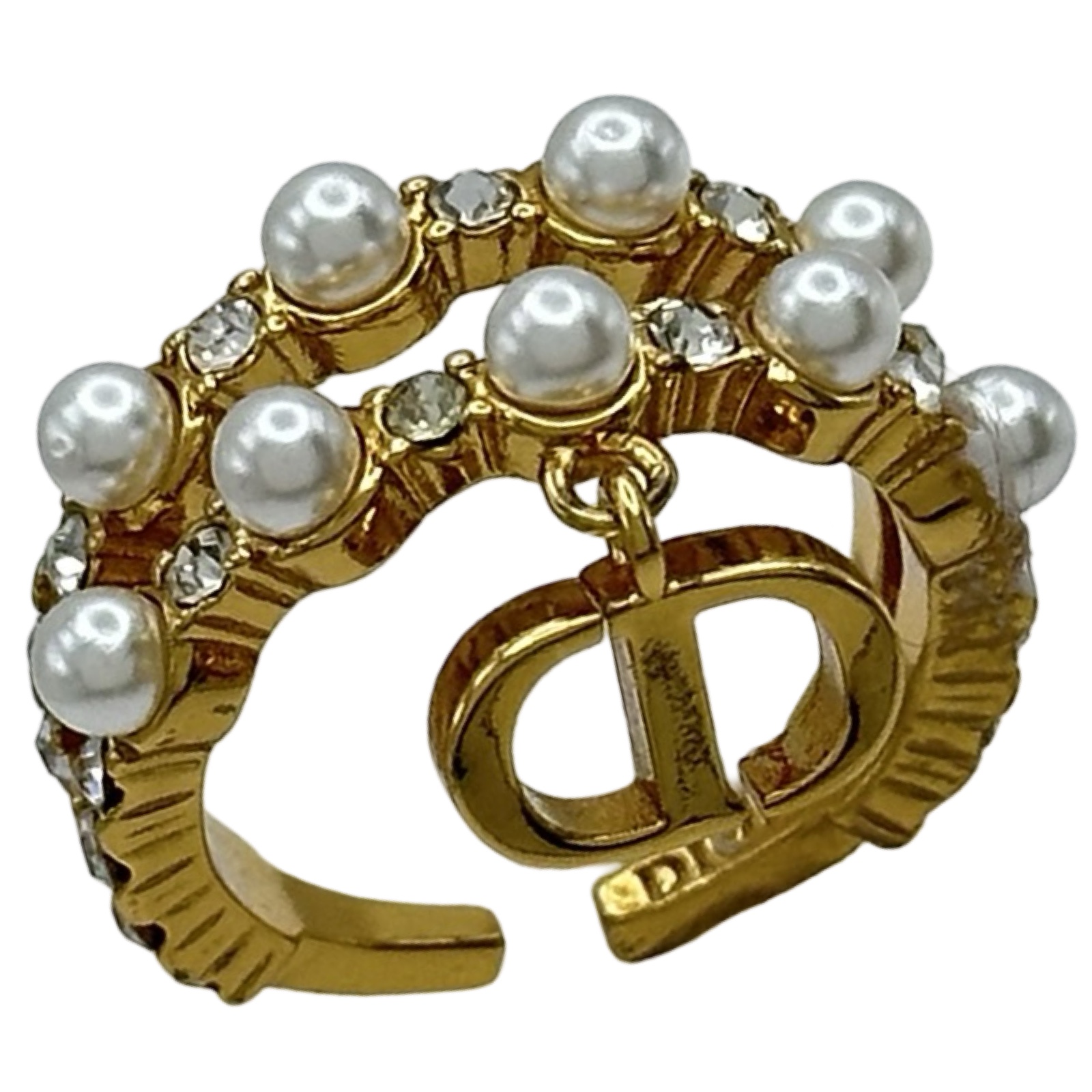 クリスチャン・ディオール Christian Dior ロゴパールリング リング