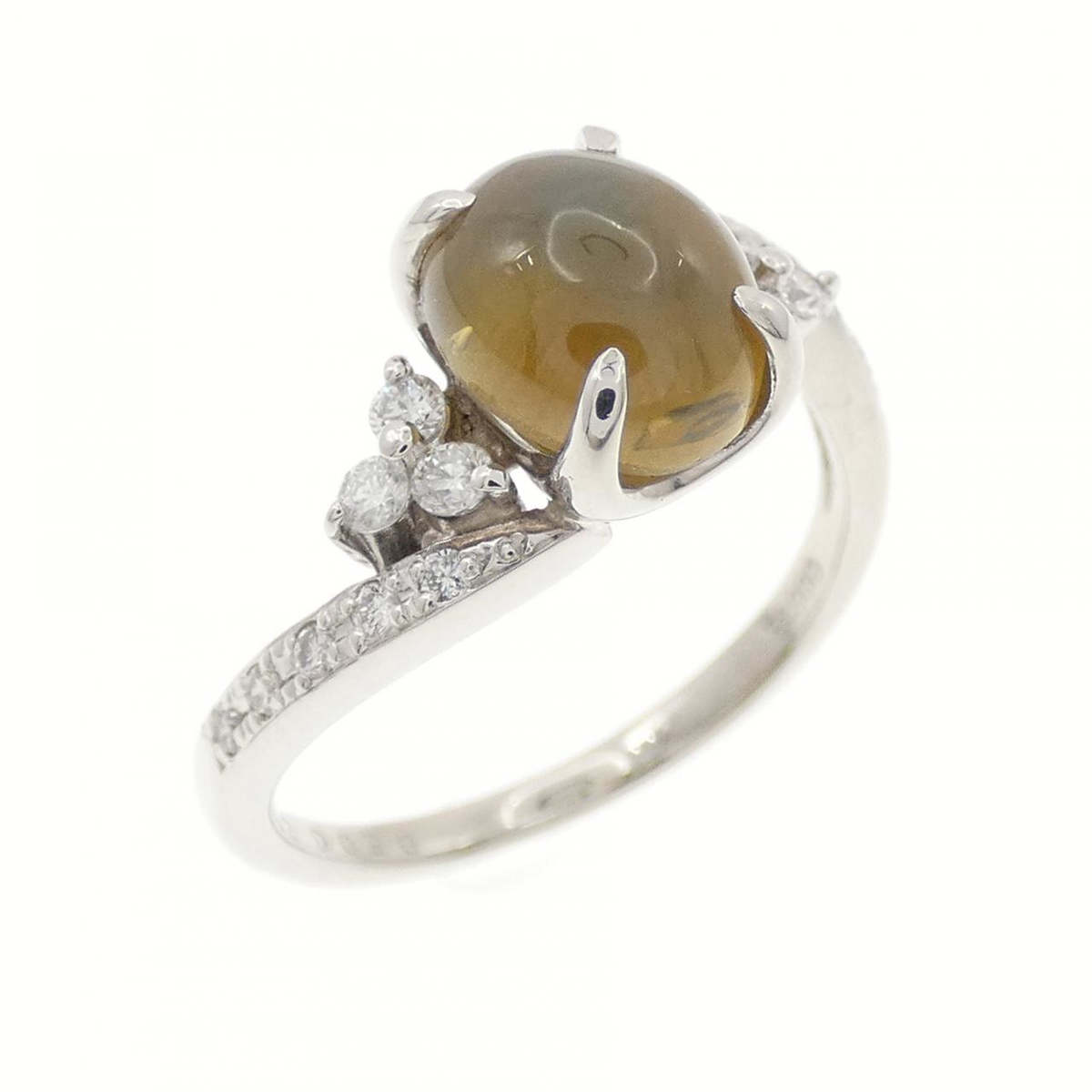 Ｐt900クリソベリルキャッツアイ 3.68カラット Chrysoberyl Cat's Eye Pt900クリソベリルキャッツアイ ダイヤモンド
