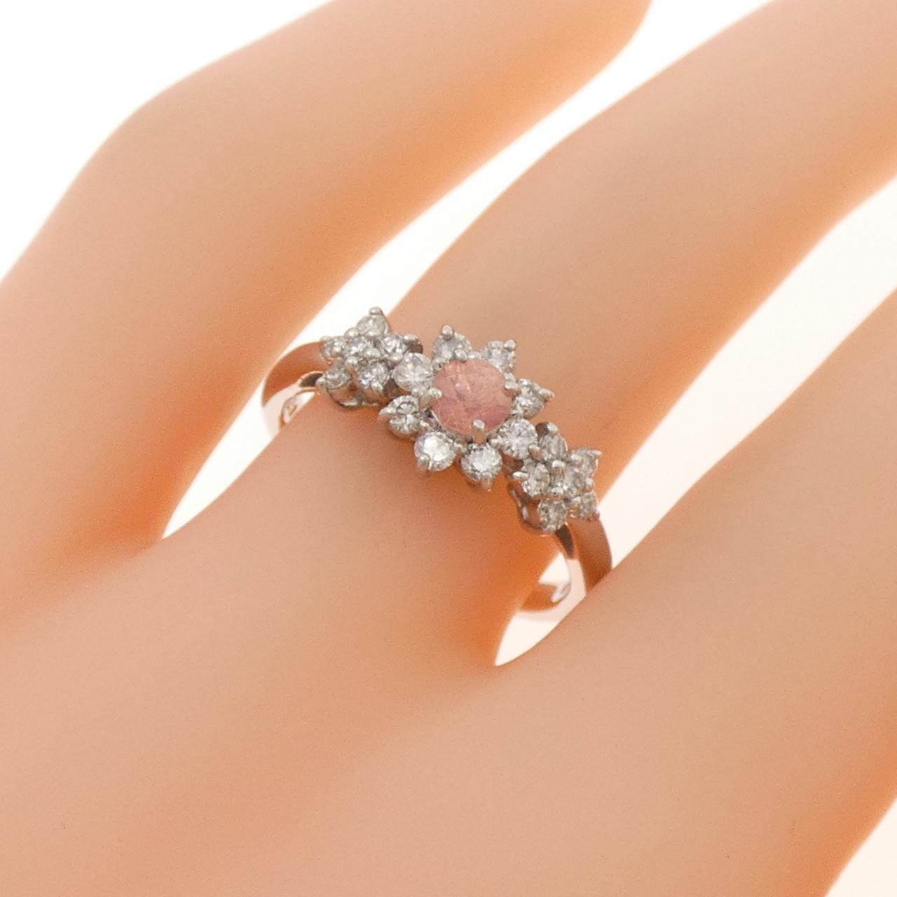 pt900ロードクロサイトのダイヤモンドリング PT900 フラワー ロードクロサイト リング 0.204CT - Used A (230-000