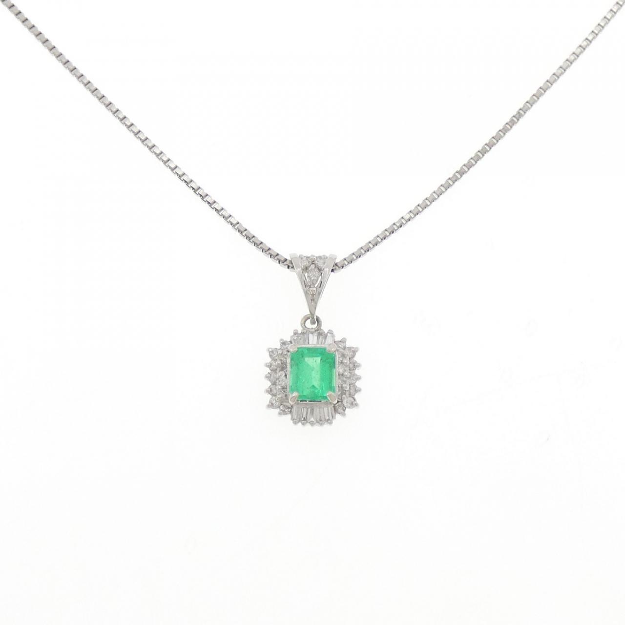 天然エメラルド2.273ｃｔ　ダイヤ0.33ｃｔ ネックレpt850.pt900 PT900/PT850 エメラルド ネックレス 0.86CT - Used B (270-004-307