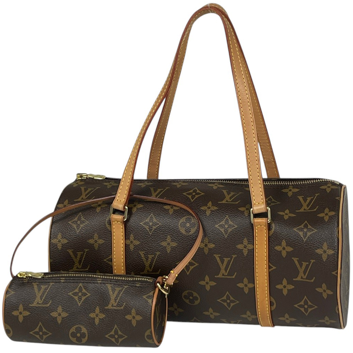 LOUIS VUITTON モノグラム パピヨン30 ハンドバッグ 筒型　中古 ルイ・ヴィトン Louis Vuitton パピヨン 30 バレルバッグ 筒型 旧型